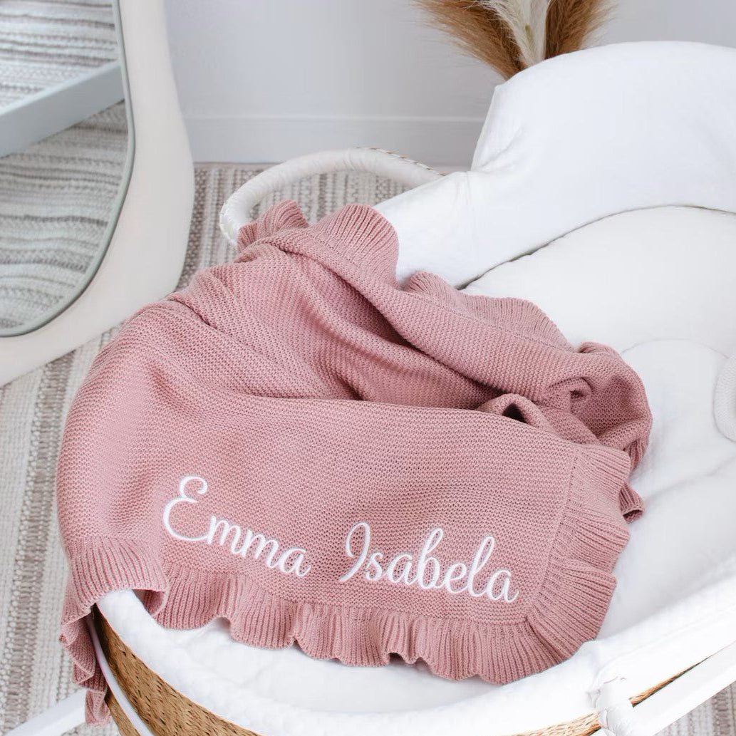 Personalized Baby Blanket – Soft Embroidered, Custom Baby Shower Gift - Beige