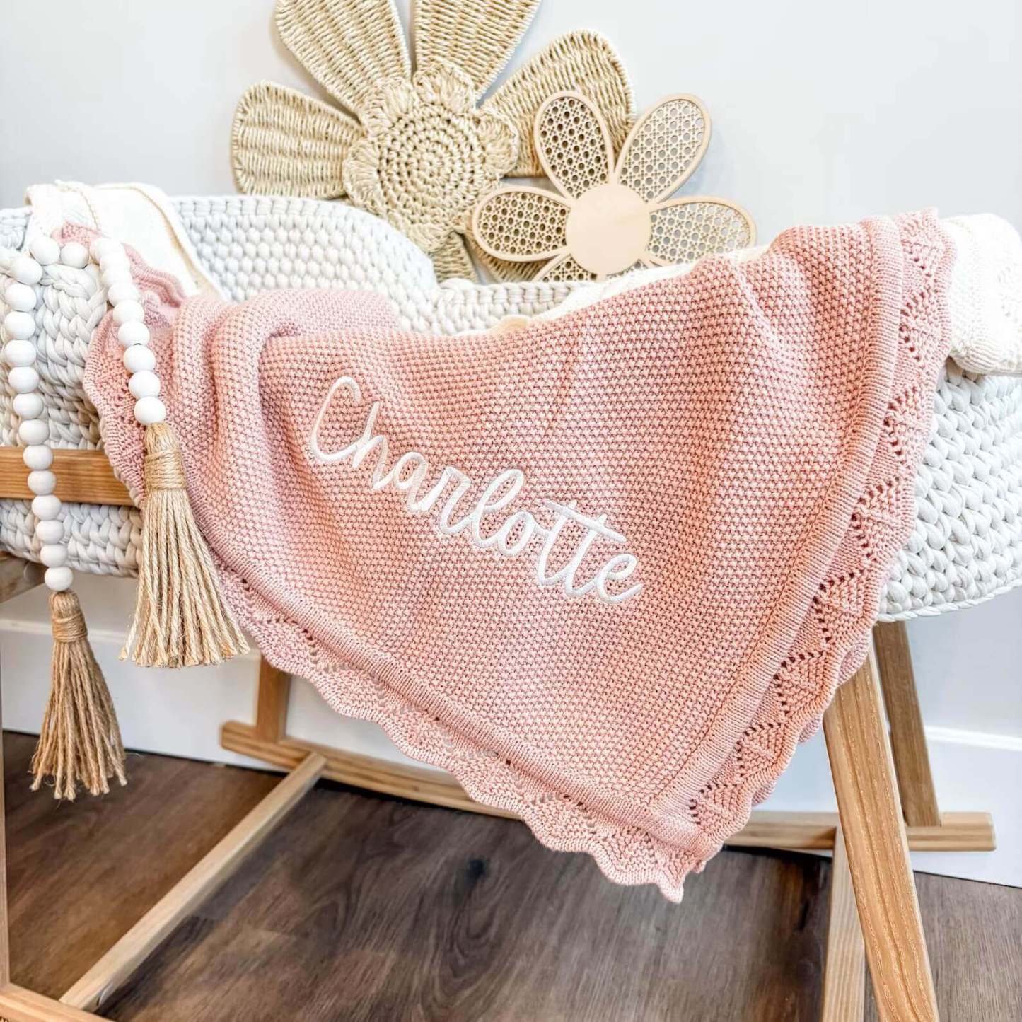 Personalized Baby Girl Blanket – Soft Knit & Embroidered Newborn Gift