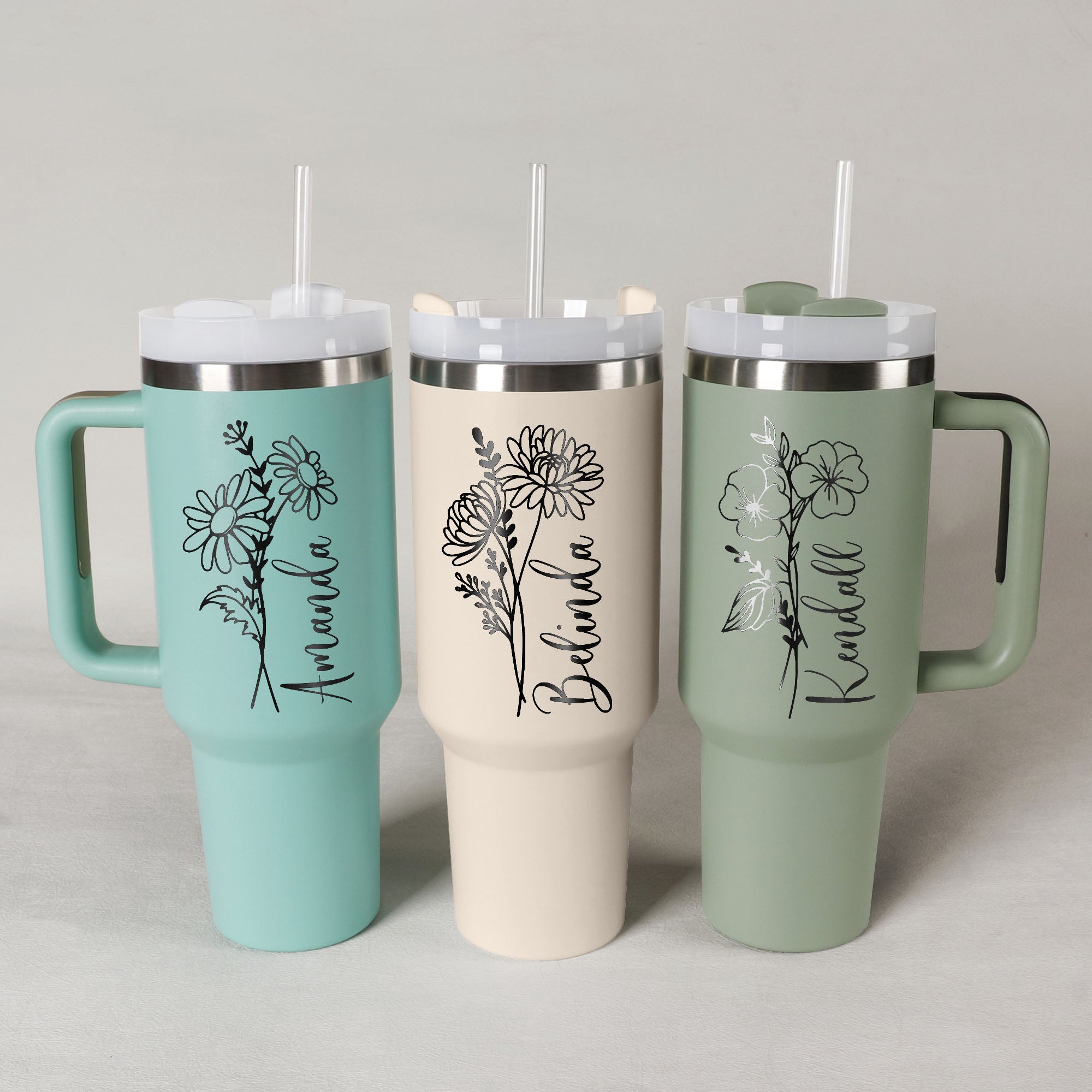 Personalized Birth Flower 40oz Tumbler - Birthday Gift & Mother's Gift