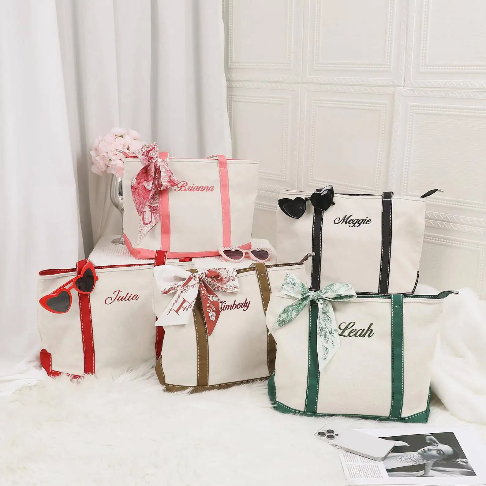 Personalized Canvas Tote –  Embroidered with Initials Custom Tote Bag