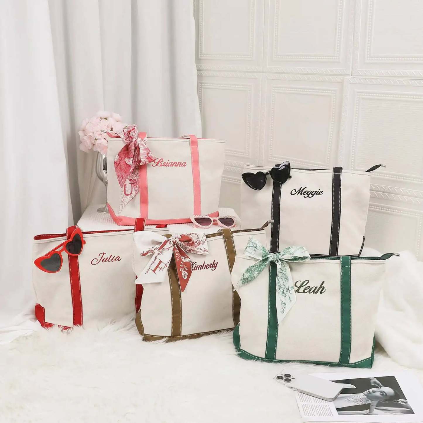 Personalized Canvas Tote –  Embroidered with Initials Custom Tote Bag