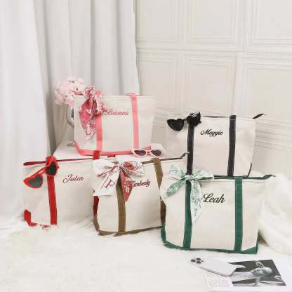 Personalized Canvas Tote –  Embroidered with Initials Custom Tote Bag