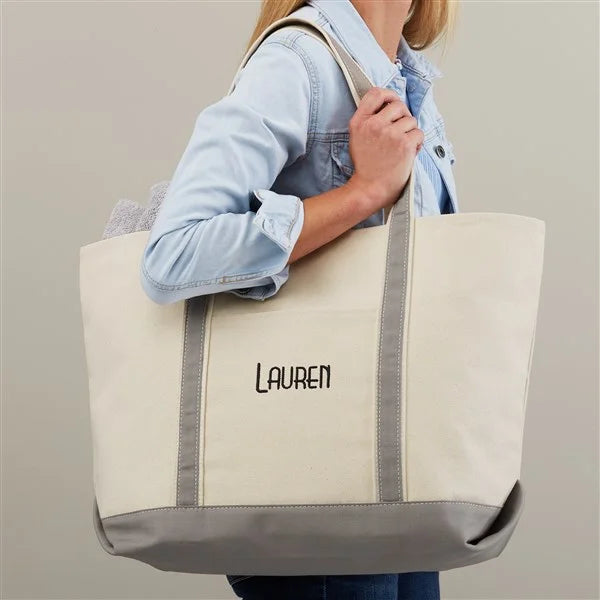 Personalized Canvas Tote – The Weekender Embroidered Tote - Pink