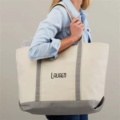 Personalized Canvas Tote – The Weekender Embroidered Tote - Pink