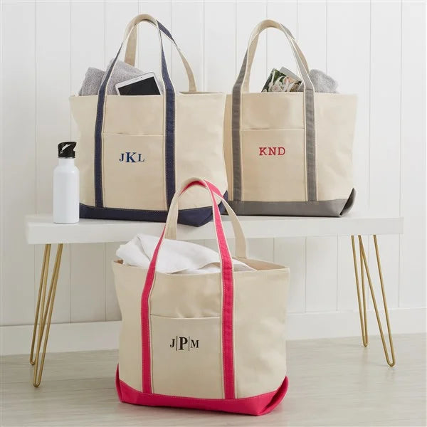 Personalized Canvas Tote – The Weekender Embroidered Tote - Pink