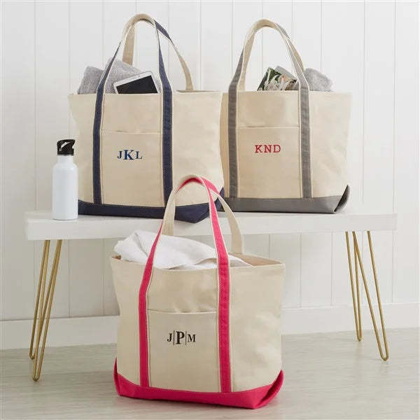 Personalized Canvas Tote – The Weekender Embroidered Tote - Pink