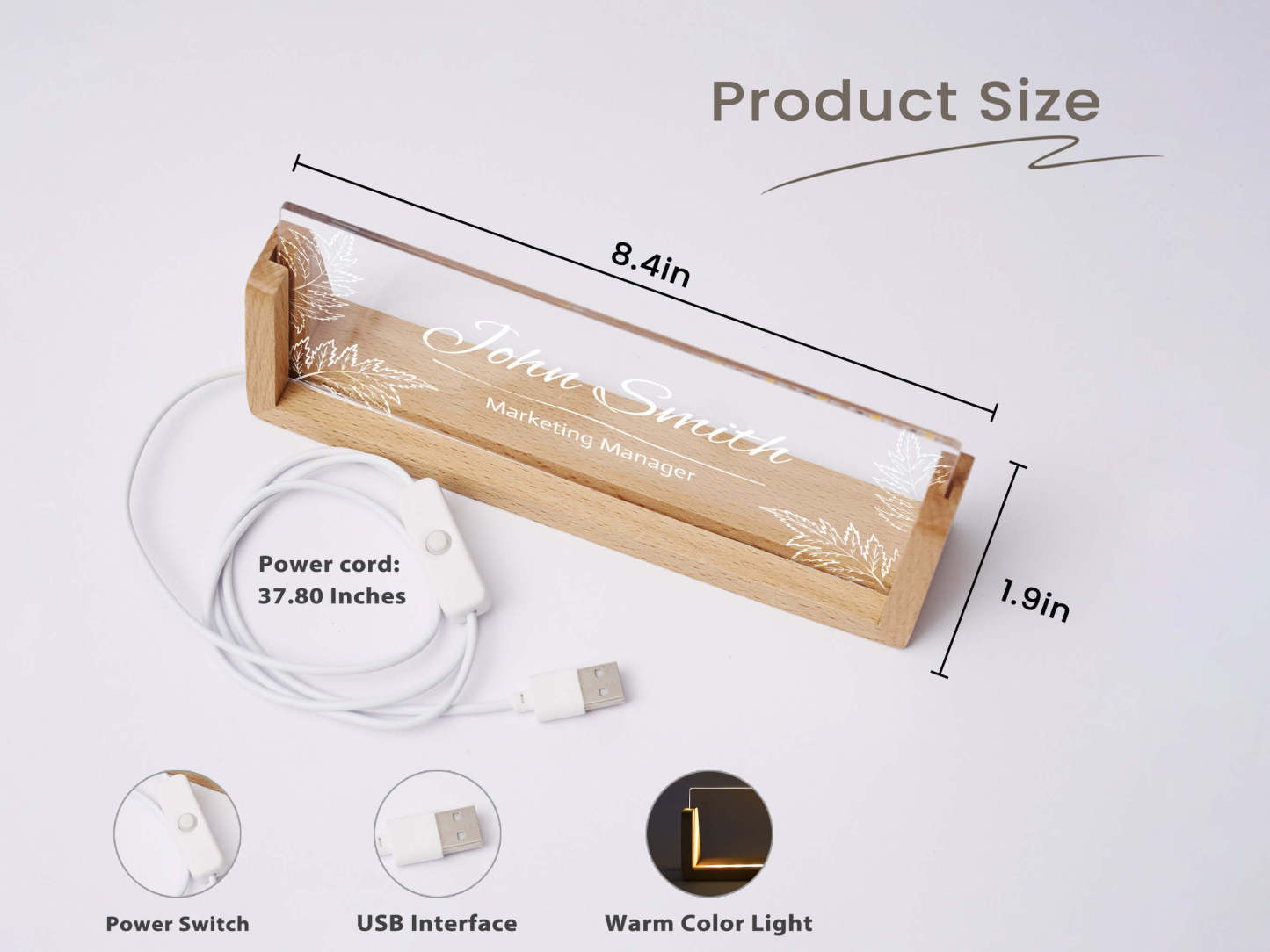 Personalized Desk Nameplate with pattern