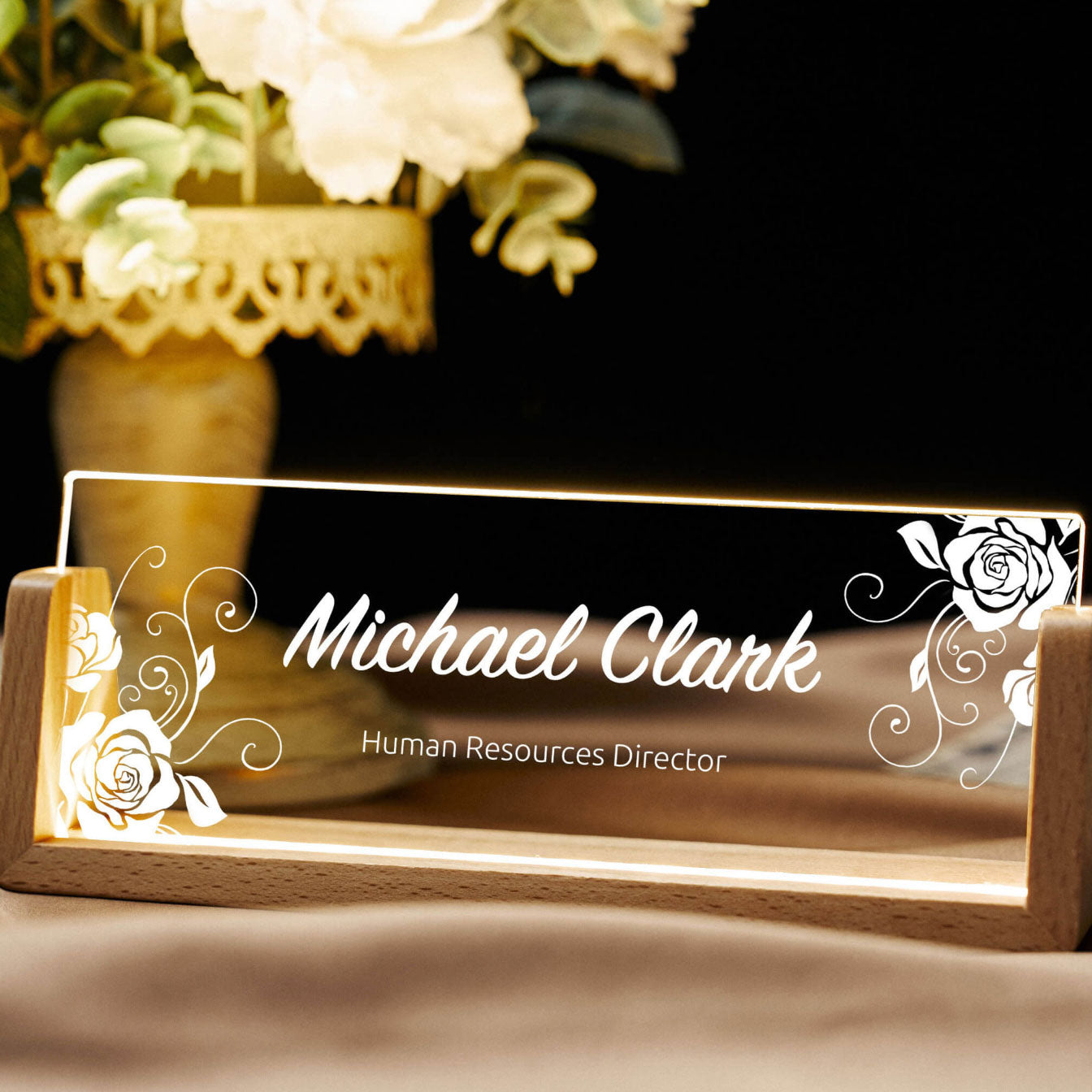 Personalized Desk Nameplate with pattern