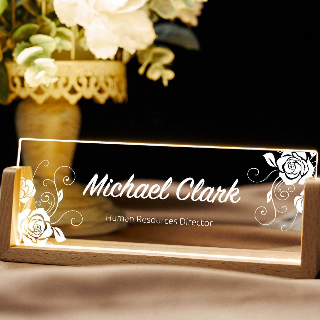 Personalized Desk Nameplate with pattern