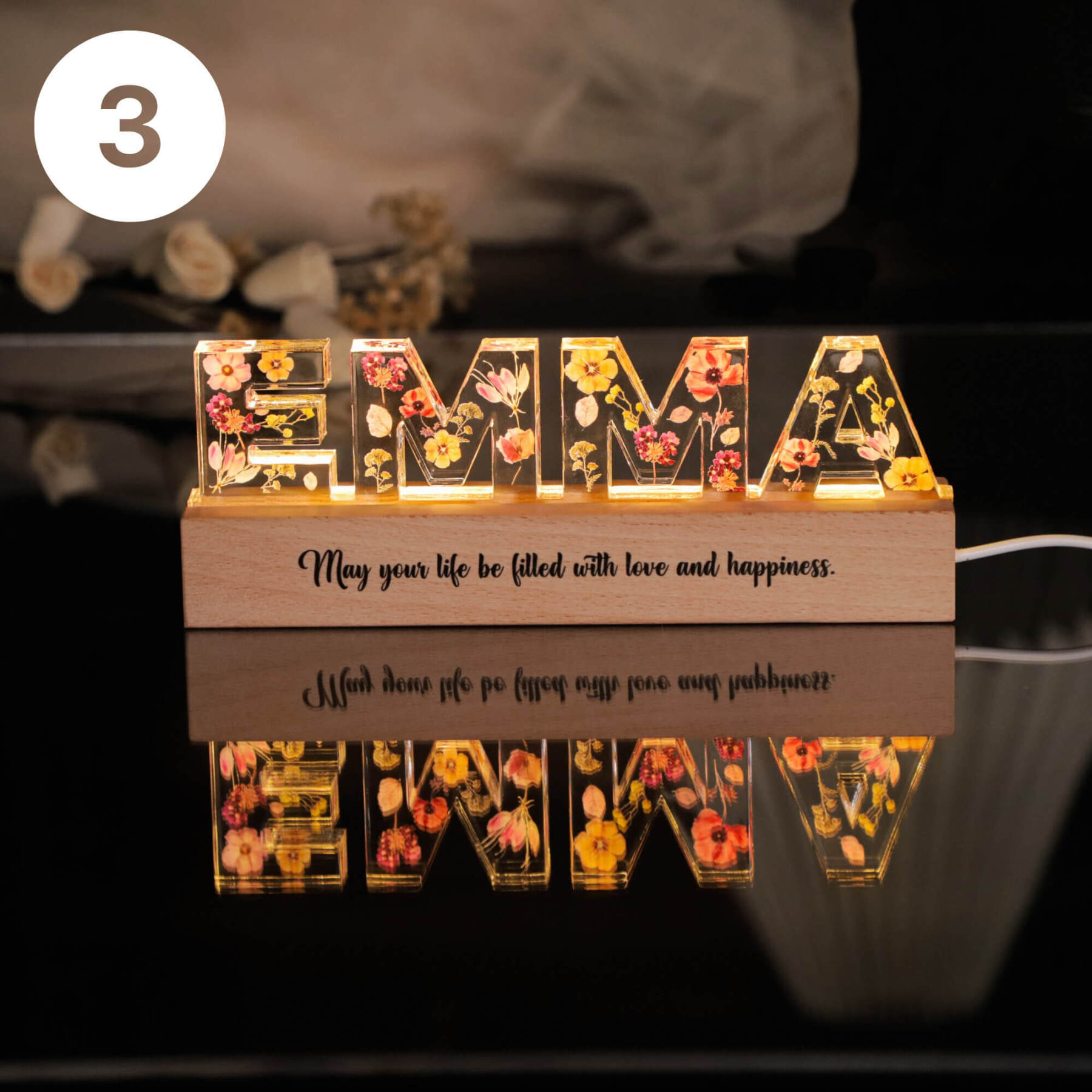 Personalized Flower Night Light - Custom Name Night Light for Baby, Mother, or Special Occasions