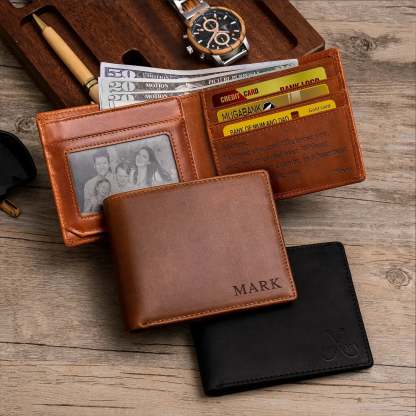 Personalized Men's Leather Wallet – Custom Engraved Bifold Wallet,  Perfect Gift for Him