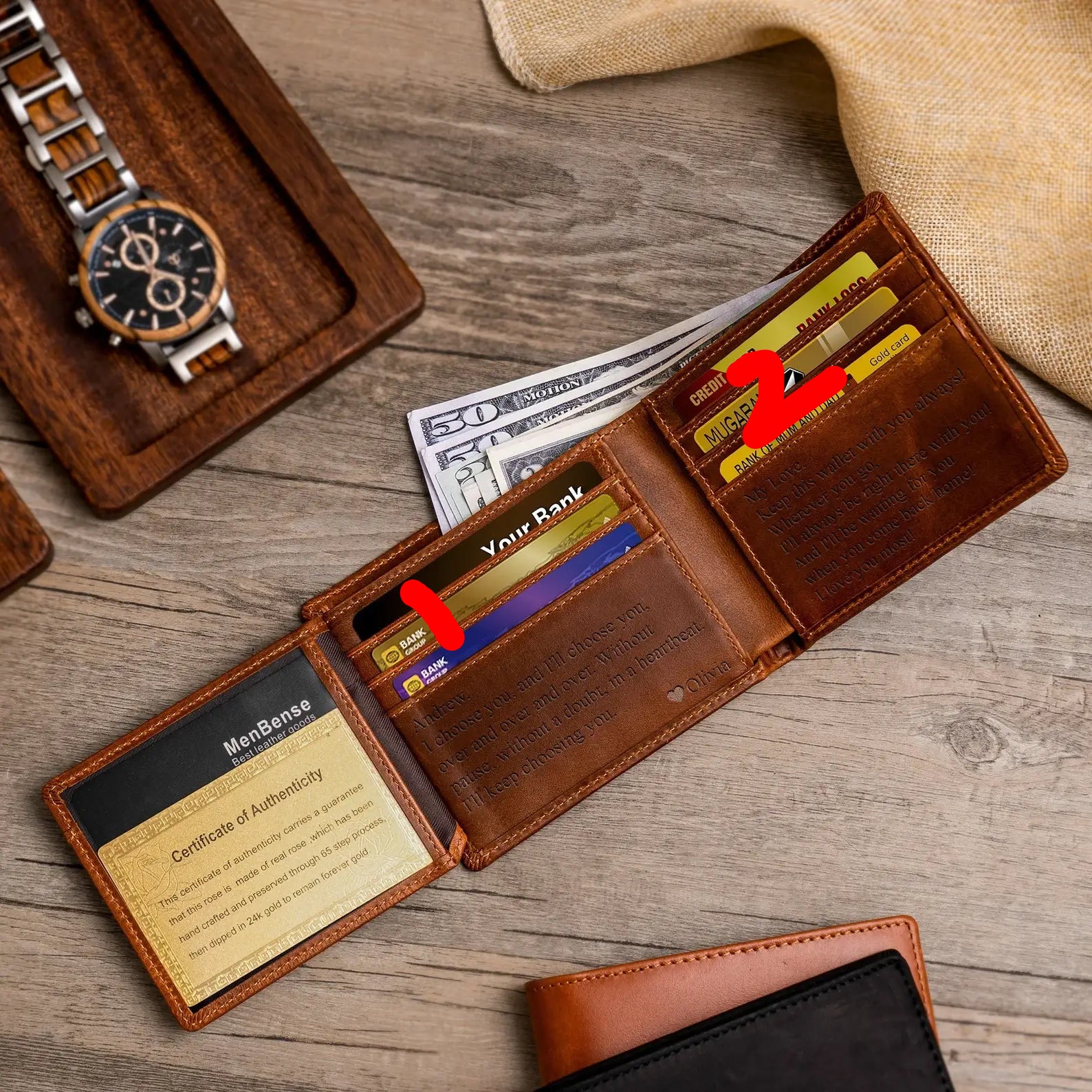 Personalized Men's Leather Wallet – Custom Engraved Bifold Wallet,  Perfect Gift for Him