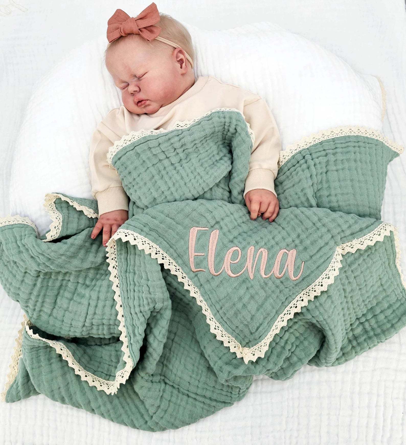 Personalized Baby Blanket – Custom Embroidered Organic Muslin Blanket