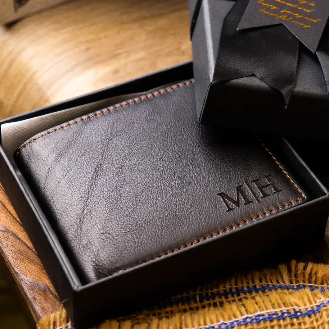mens leather personalized wallet
