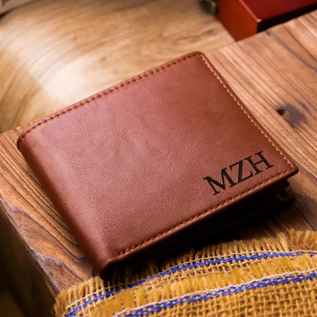 Personalized Leather Wallet for Men | Custom Engraved Gift