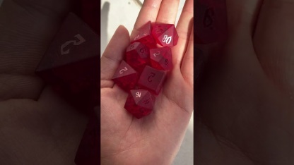 Red Glass Sharp Edge D&D Dice Set, Dungeons and Dragons Polyhedral RPG Gemstone Dice Set