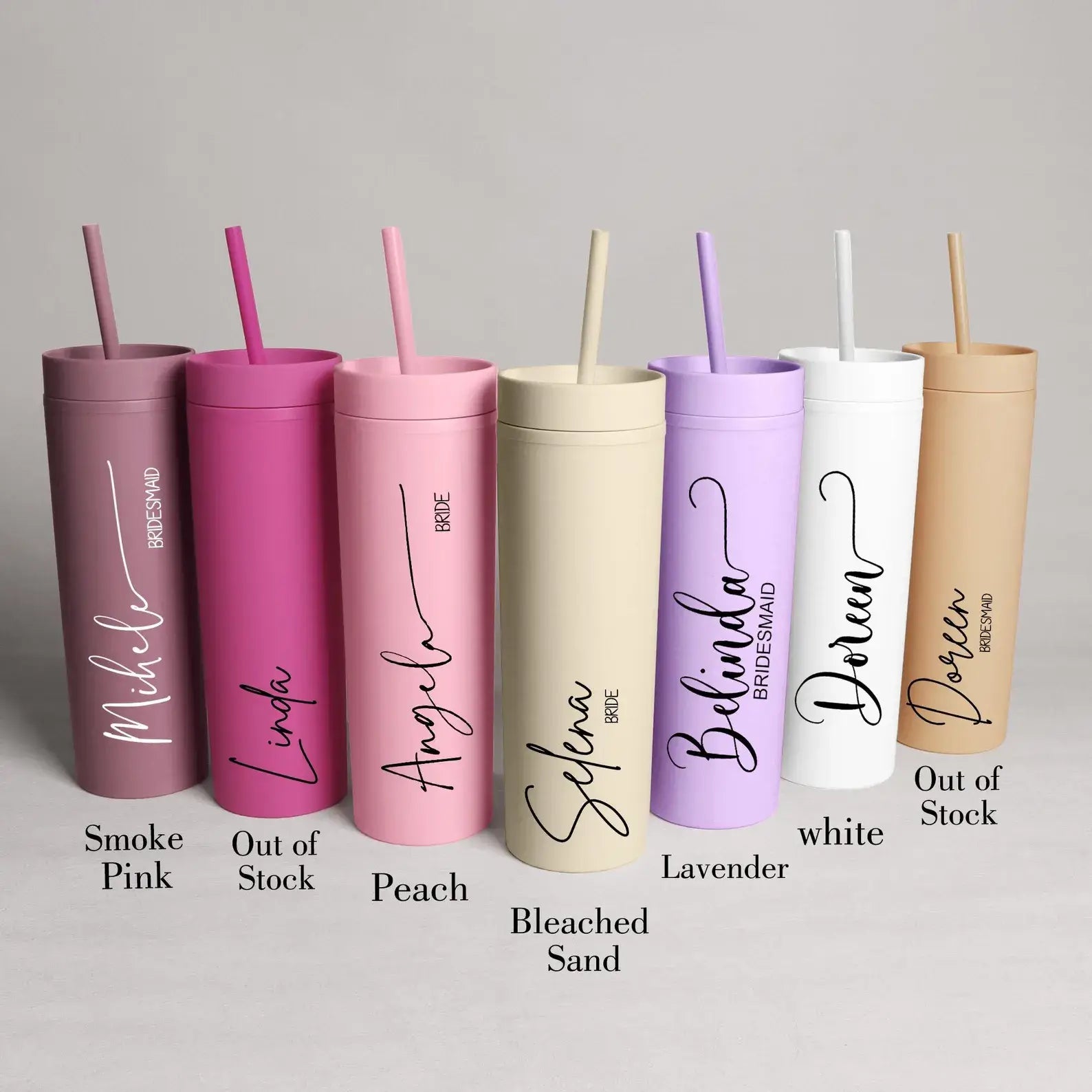 Personalized Skinny 16oz Tumbler with Straw – Bridesmaid Gift Idea