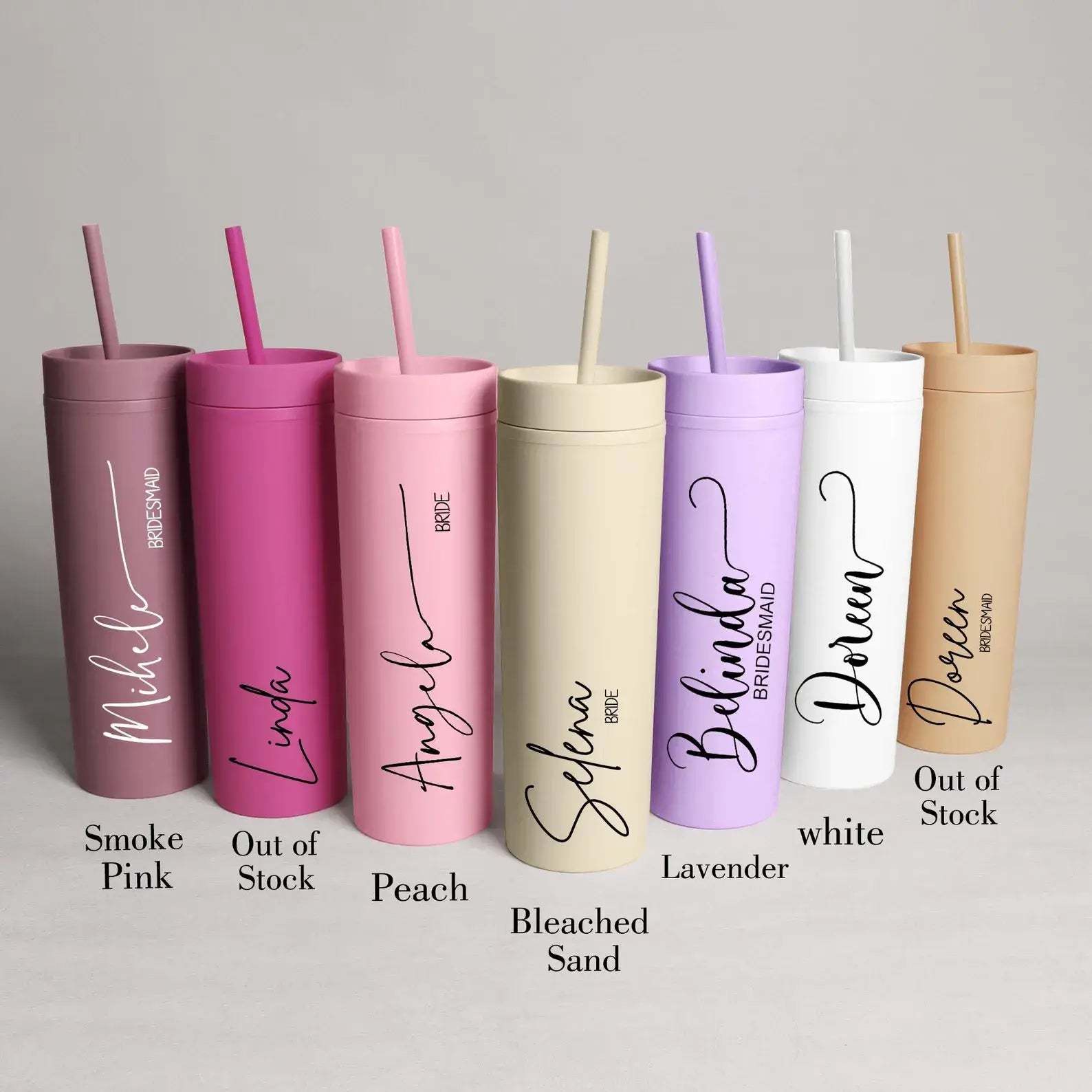 Personalized Skinny 16oz Tumbler with Straw – Bridesmaid Gift Idea