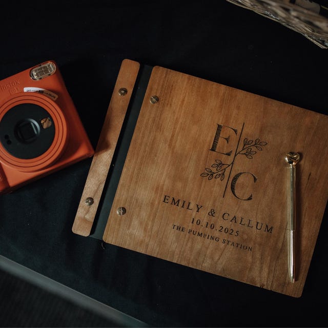 Personalized Wooden Wedding Guest Book, Photo Album Scrapbook, Custom Guestbook, Wooden Wedding Keepsake, Memory Album