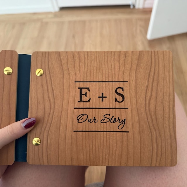 Wooden Wedding Guest Book - Personalized Laser Engraved, Perfect for Photos and Heartfelt Messages, Photobooth, Photo Album, Wedding Album