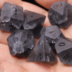 Black Sparkle D&D Gem Dice Set – Matte Black, Sharp Edge, Perfect RPG Gift for Boyfriend