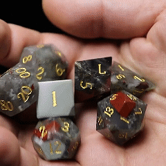 Red Natural Bloodstone D&D Dice Set – Sharp Edge Gemstone RPG Dice