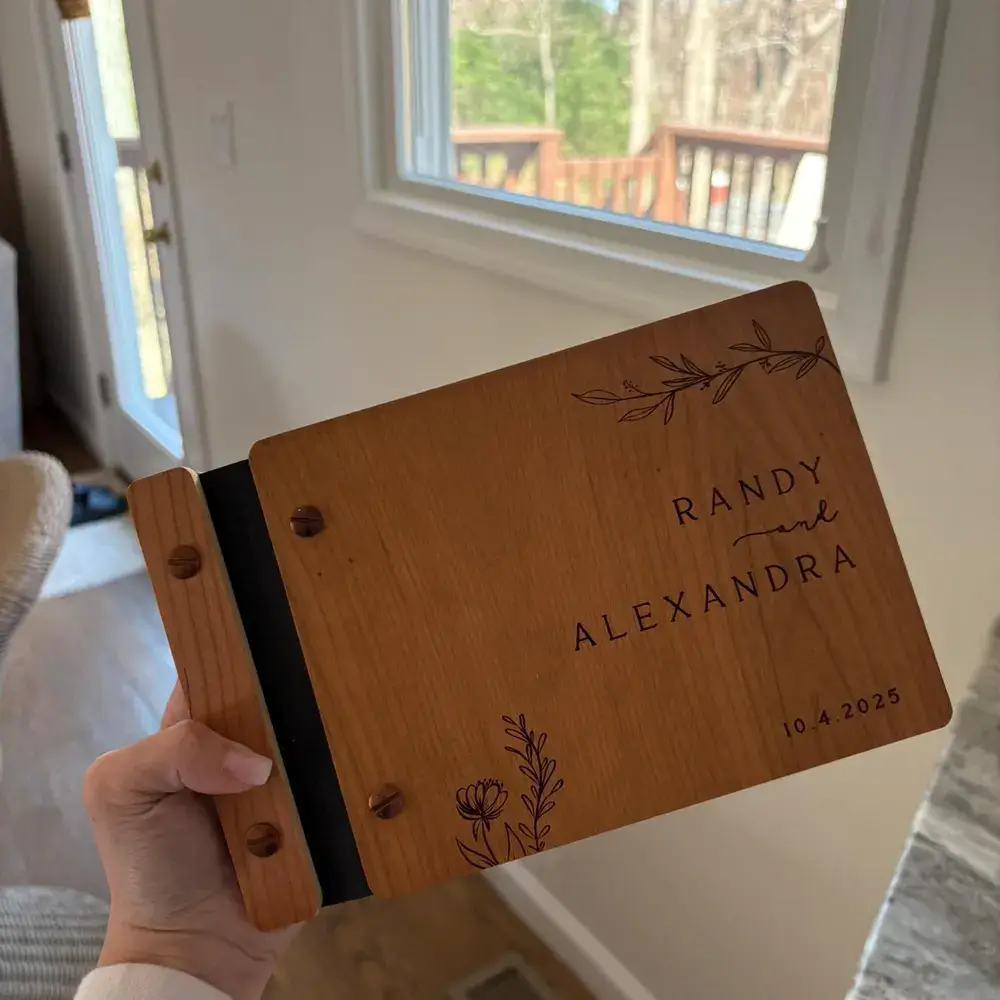 Wooden Wedding Guest Book, Wooden Guestbook, Personalized Wedding Book, Polaroid Guest book, Wedding Gift, Engagement Gift