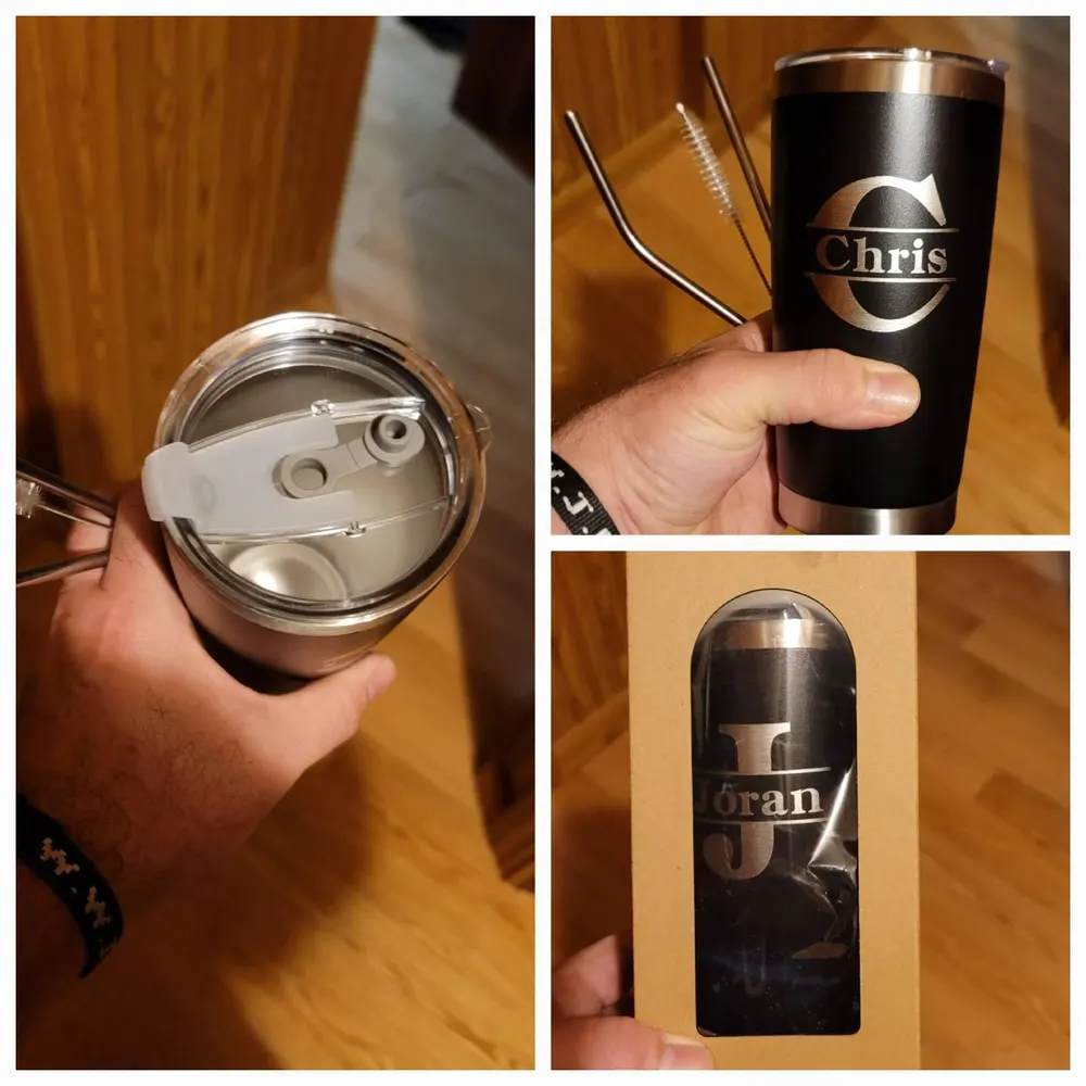Personalized 20oz stainless tumbler with straw