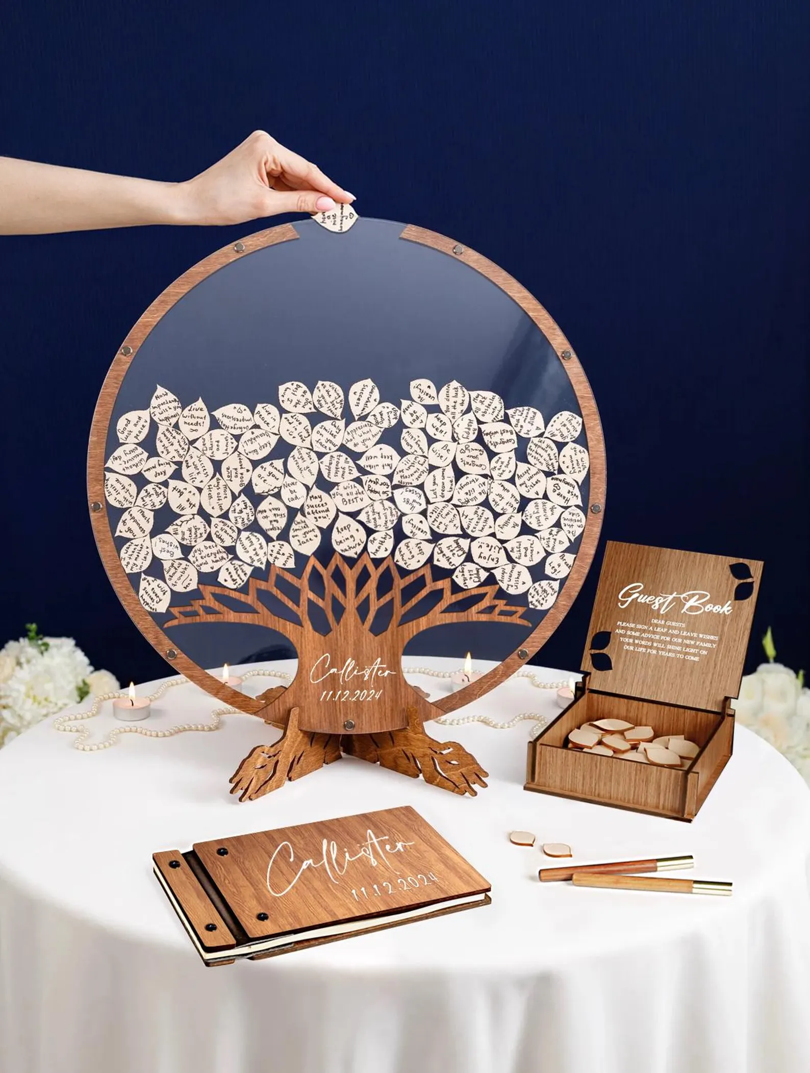 Personalized Wooden wedding guest book