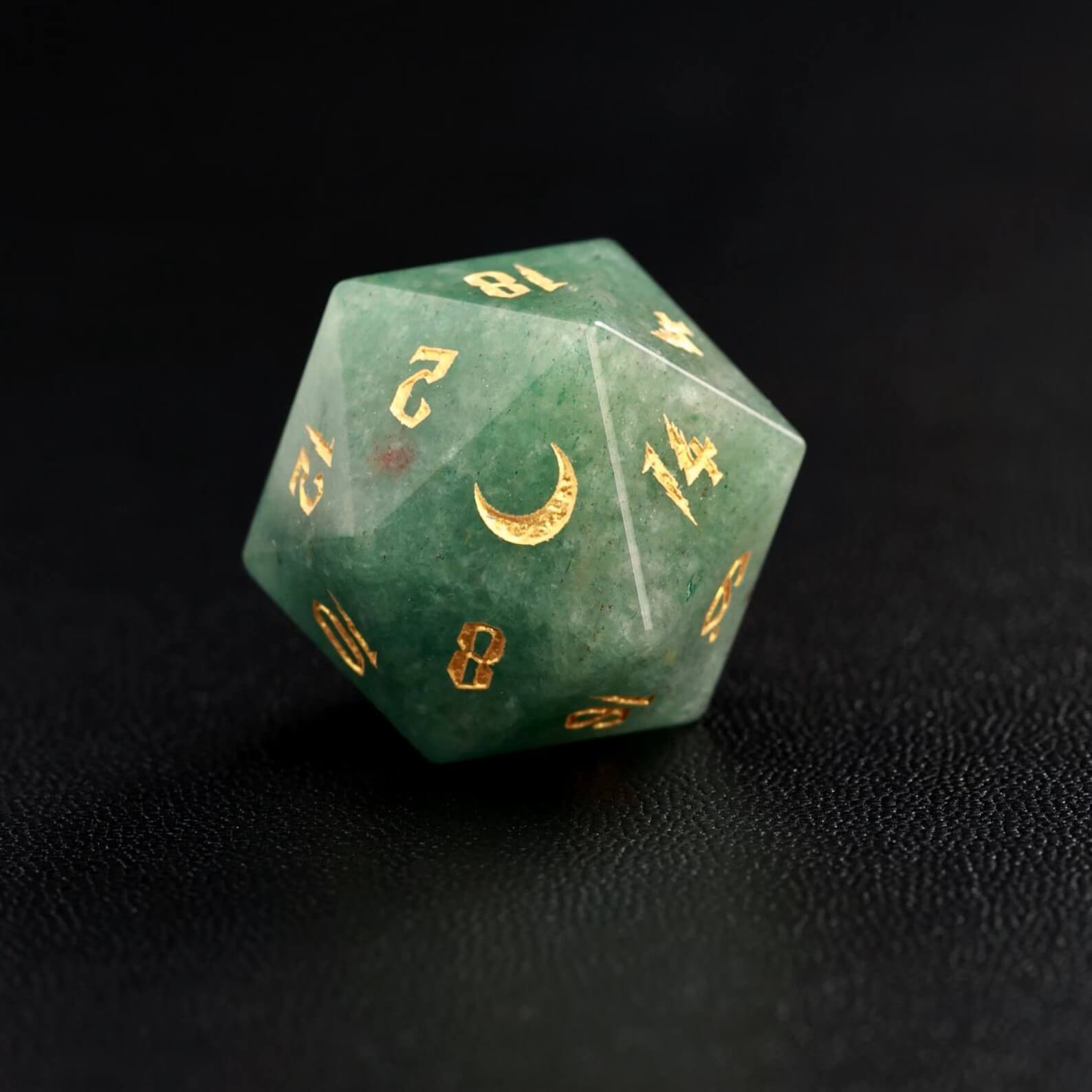 Green Jade DND Dice Set – Handcrafted Aventurine Sharp-Edge Polyhedral Dice