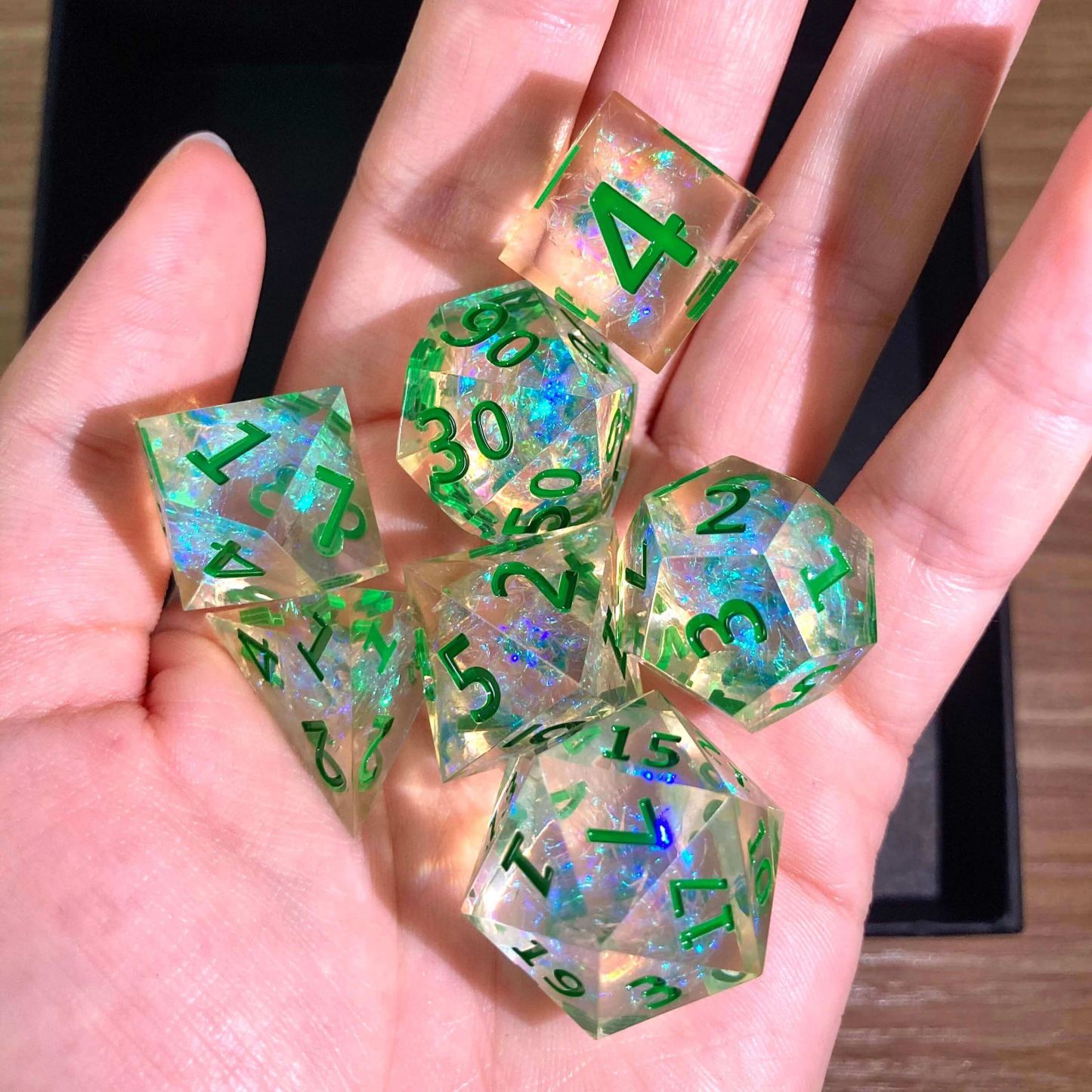 Green DND Dice Set – Sharp Edge Polyhedral RPG Dice
