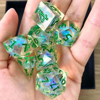 Green DND Dice Set – Sharp Edge Polyhedral RPG Dice