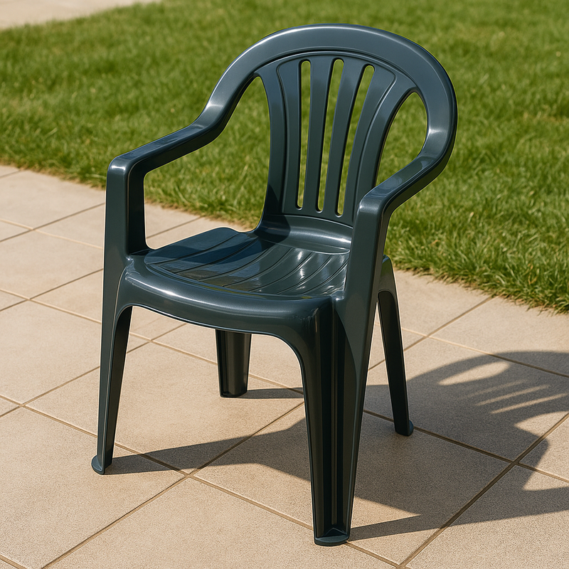 Silla de Jardín de Plástico Verde Respaldo Curvo 80cm