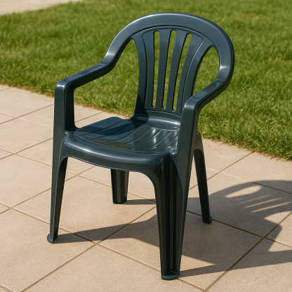 Silla de Jardín de Plástico Verde Respaldo Curvo 80cm