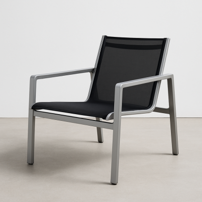 Silla de Exterior Aluminio Negro Tejido Transpirable 80x70x65 cm