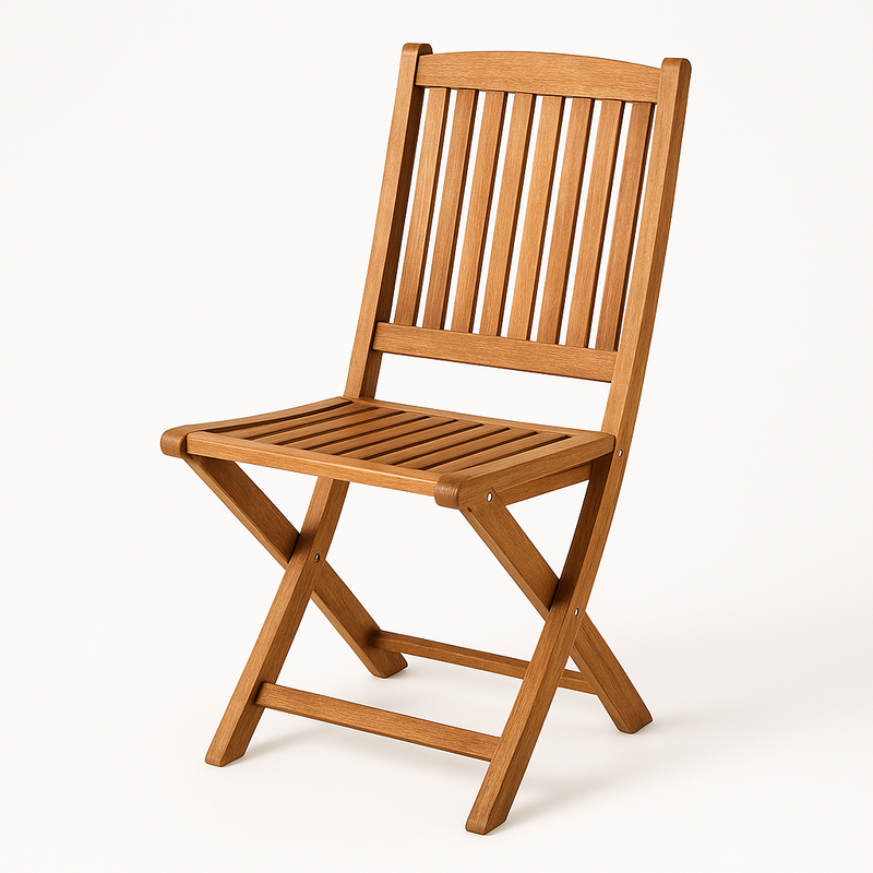 Silla plegable de madera de acacia marrón