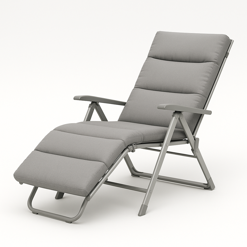 Tumbona Plegable Reclinable Gris Aluminio Textilene 200x65x101 cm