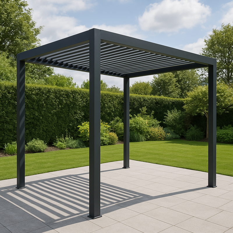 Pérgola de Aluminio Gris Estructural 300x300x250 cm Resistente al Clima