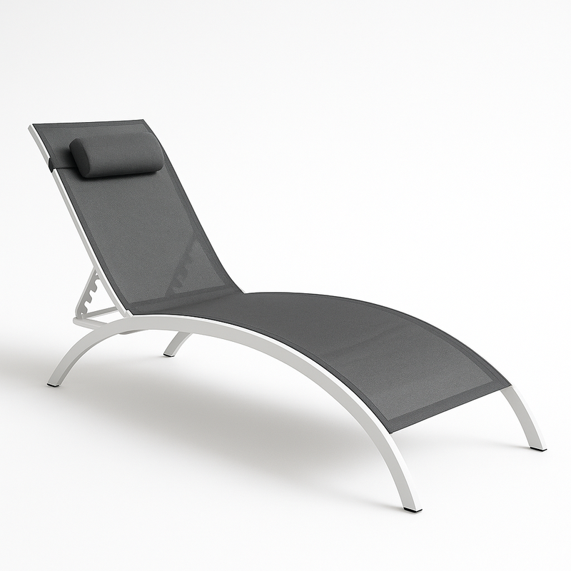Tumbona de Exterior Aluminio Textileno Gris 195cm x 65cm x 94cm