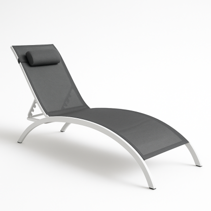 Tumbona de Exterior Aluminio Textileno Gris 195cm x 65cm x 94cm