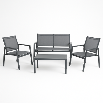 Conjunto de muebles de jardín 4 piezas aluminio gris
