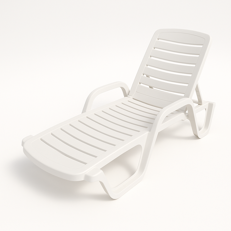 Tumbona ajustable de PVC blanca para exteriores 190x70x30 cm