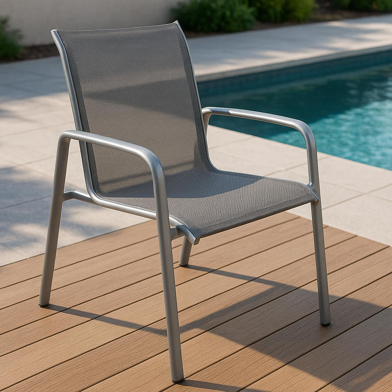 Silla de exterior gris antracita aluminio 80 cm x 60 cm x 60 cm