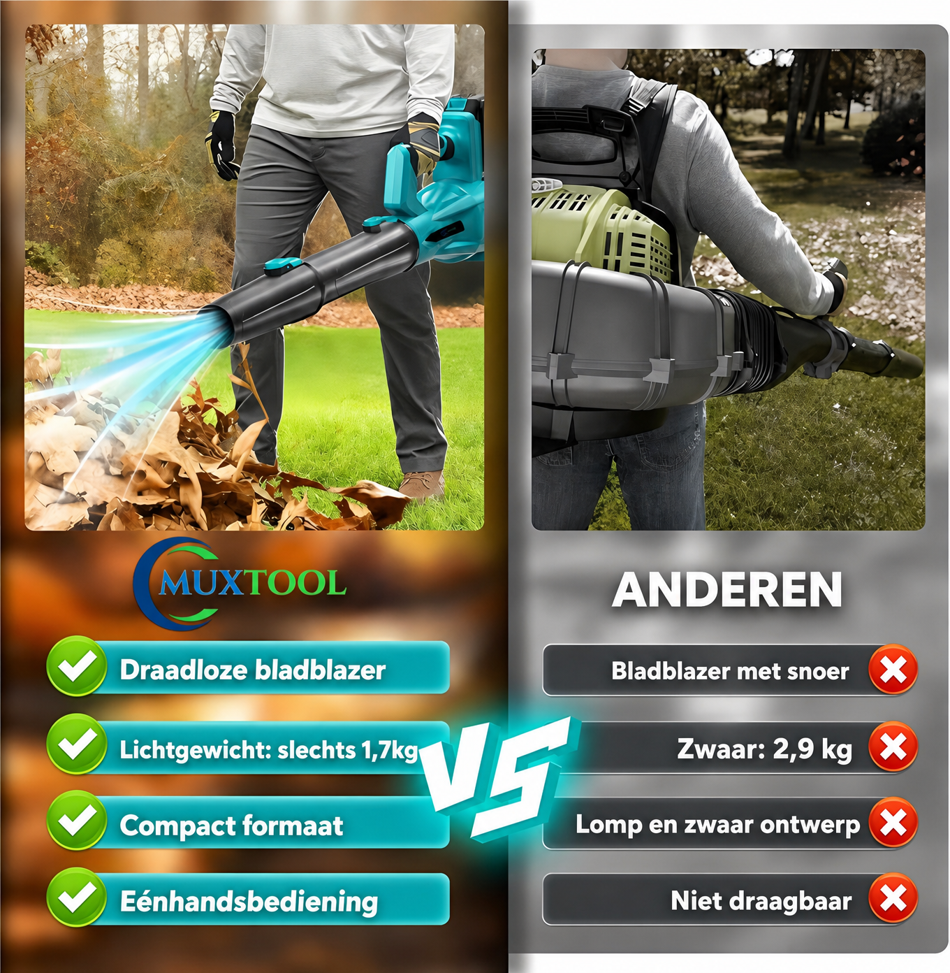 21V draadloze 6-snelheden bladblazer: Voor snel en effectief onderhoud van tuin & terras – met 2 accu