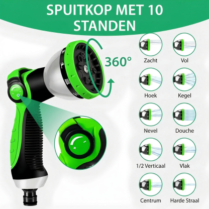 Magische Uitrekbare Tuinslang – Perfect voor het Wassen van uw Auto, het Reinigen van Tuinmeubelen en het Besproeien van de Tuin