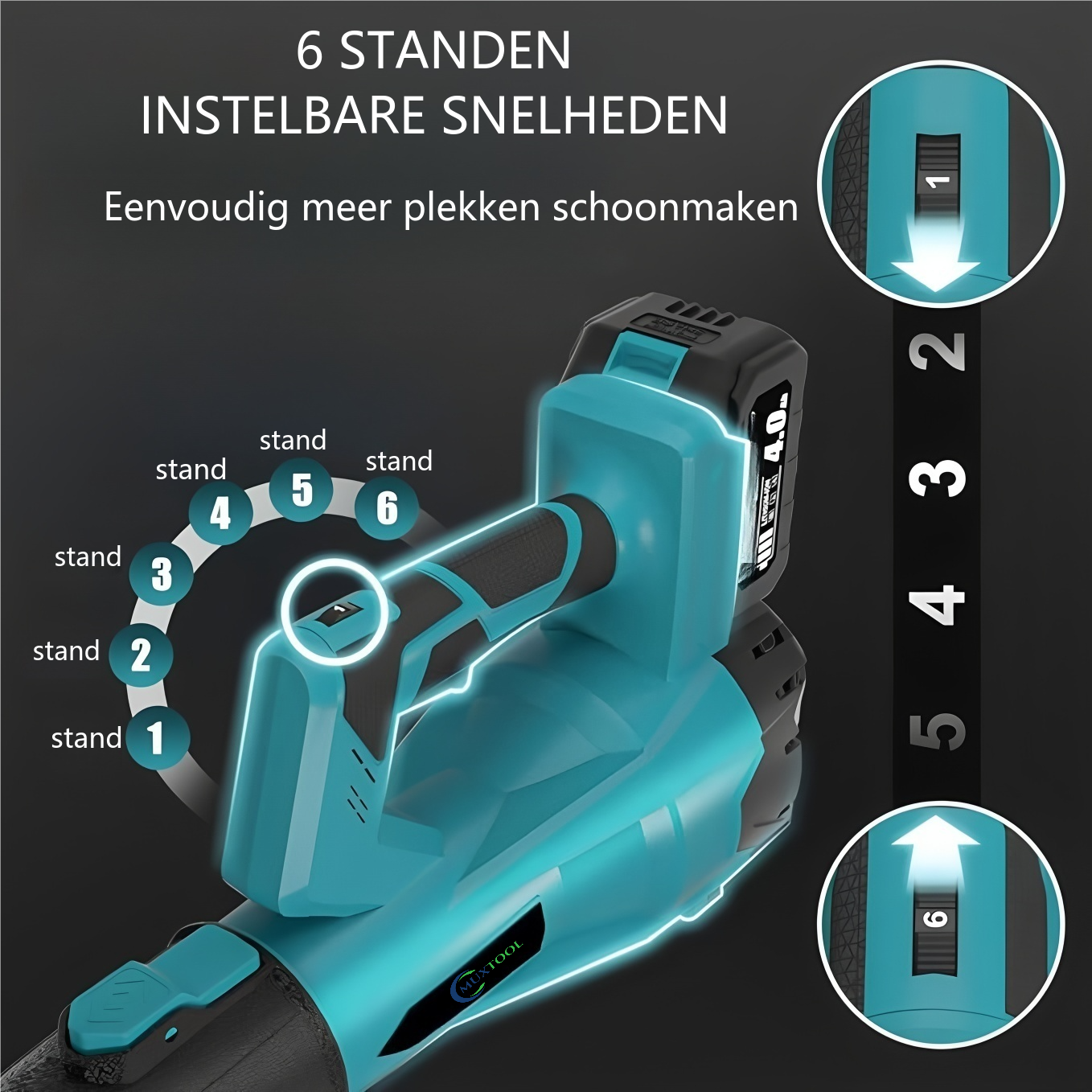 21V draadloze 6-snelheden bladblazer: Voor snel en effectief onderhoud van tuin & terras – met 2 batterijen