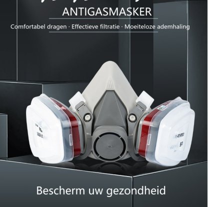 Herbruikbaar gasmasker met bril | Beschermt tegen gifstoffen en stof - Adem vrij en veilig