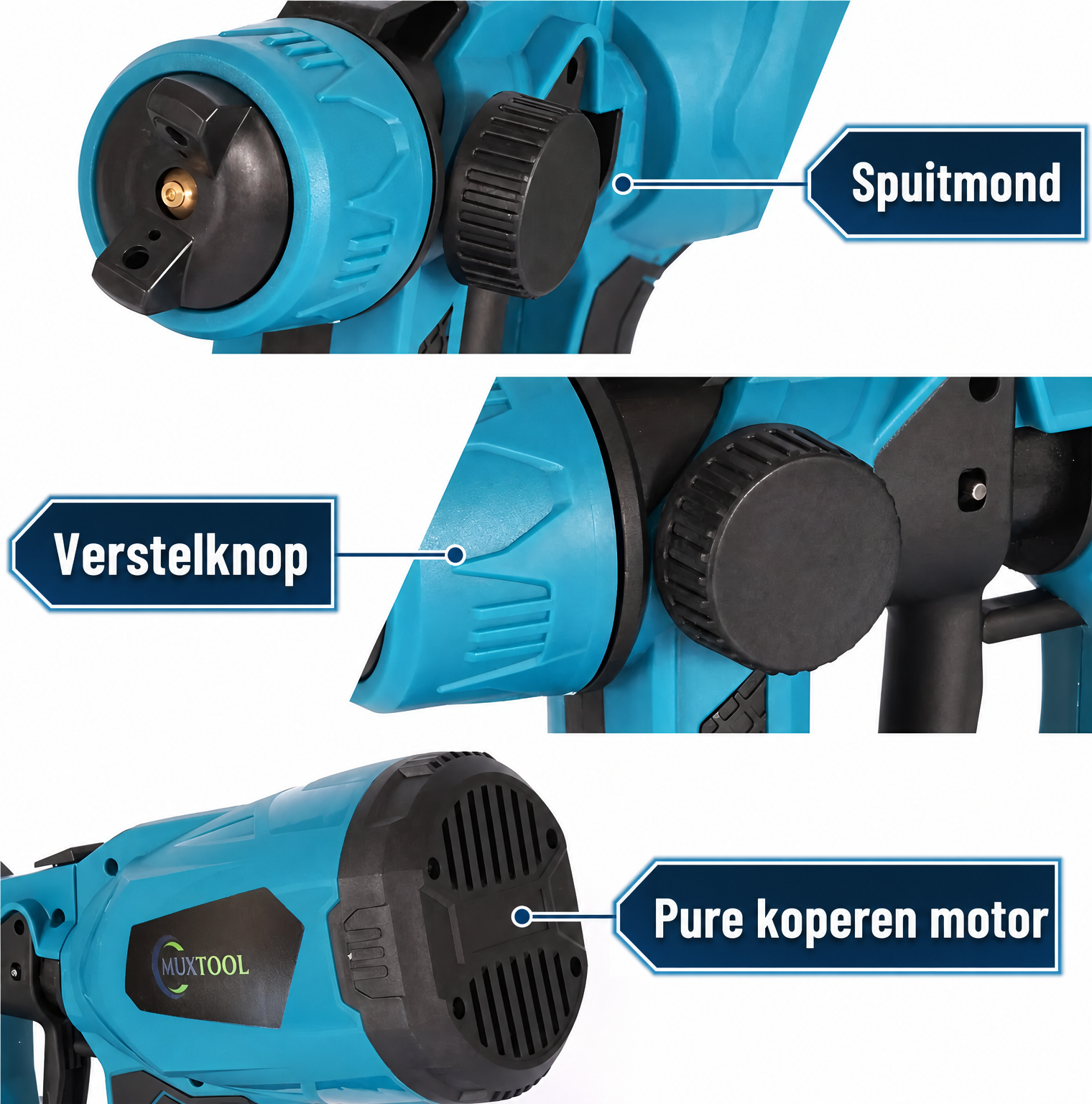 Een draadloze verfspuitpistool met 2 accuen, geschikt voor DIY-verfprojecten zoals huizen, meubels en hekken