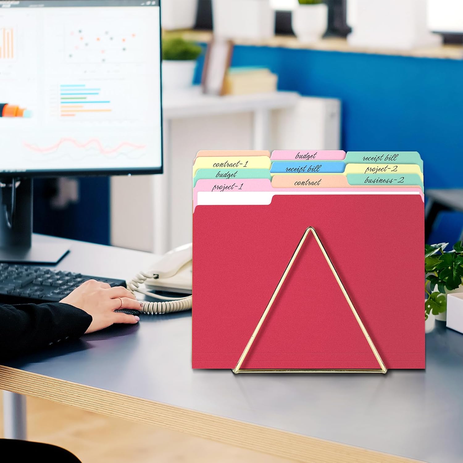 File Folders Letter Size Assorted Colors, 100 Pack Manilla Folders 8.5 x 11 1/3-Cut Tabs, Colored File Folders Office Home School for Documents Files Paper