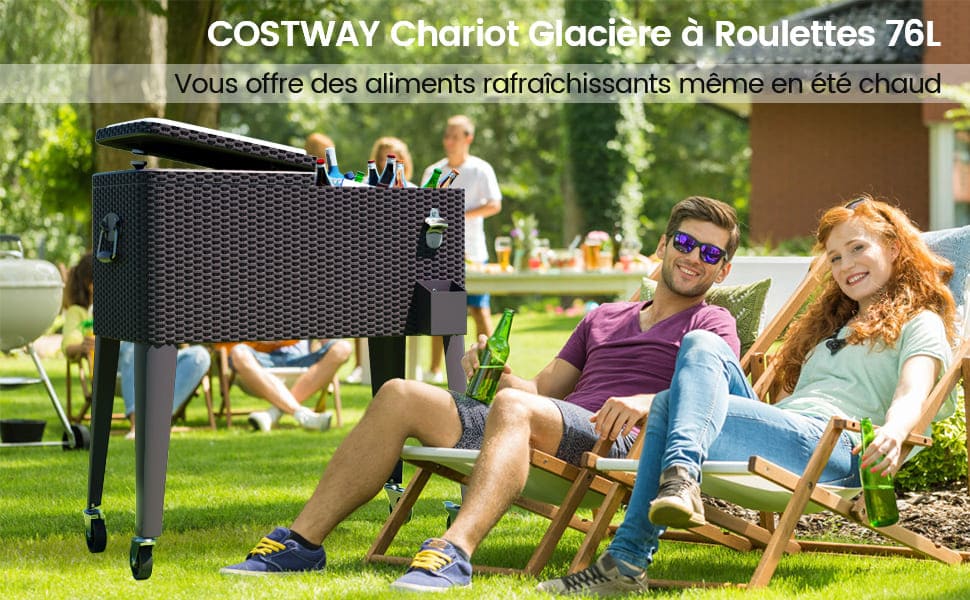chariot portable de refroidisseur de terrasse sur roues
